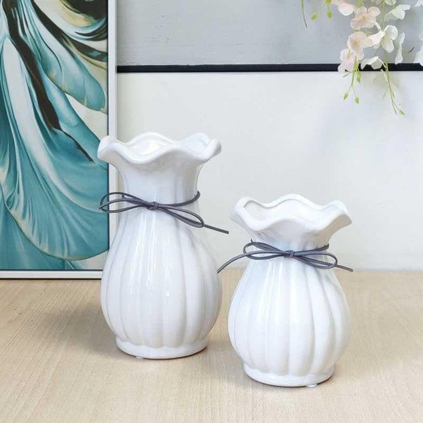 Buy Eclectic Elegance Vase - White - Set Of Two Vase from Vaaree