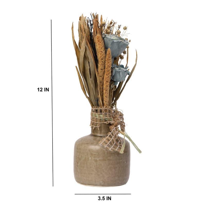 Vase - Edolie Vase With Dry Flowers - Blue