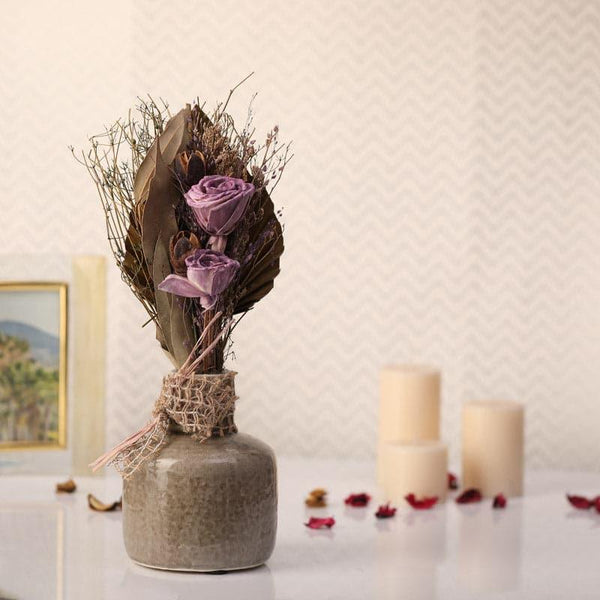 Buy Vase - Edolie Vase With Dry Flowers - Lavender at Vaaree online