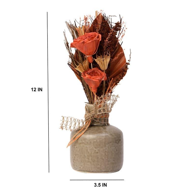 Vase - Edolie Vase With Dry Flowers - Orange