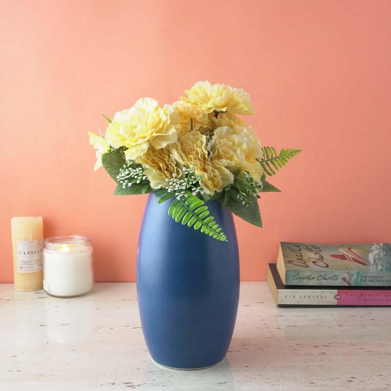 Buy Elli Ceramic Vase - Nordic Blue Vase from Vaaree