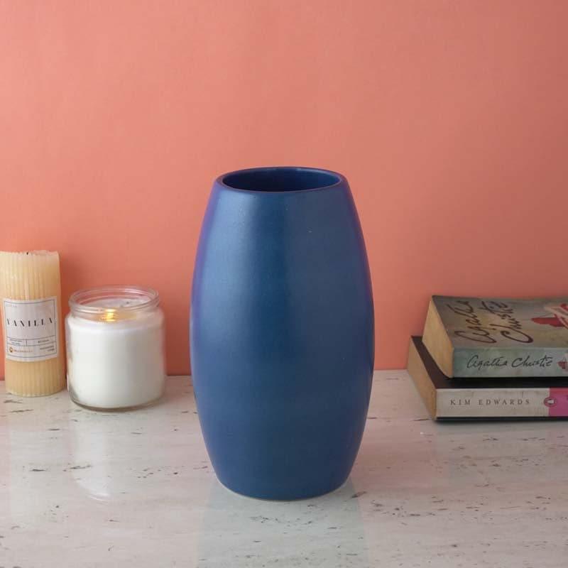 Buy Elli Ceramic Vase - Nordic Blue Vase from Vaaree