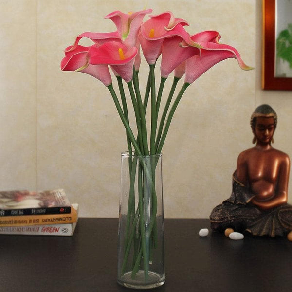 Vase - Faux Calla Lily Bunch With Vase - Set Of Ten