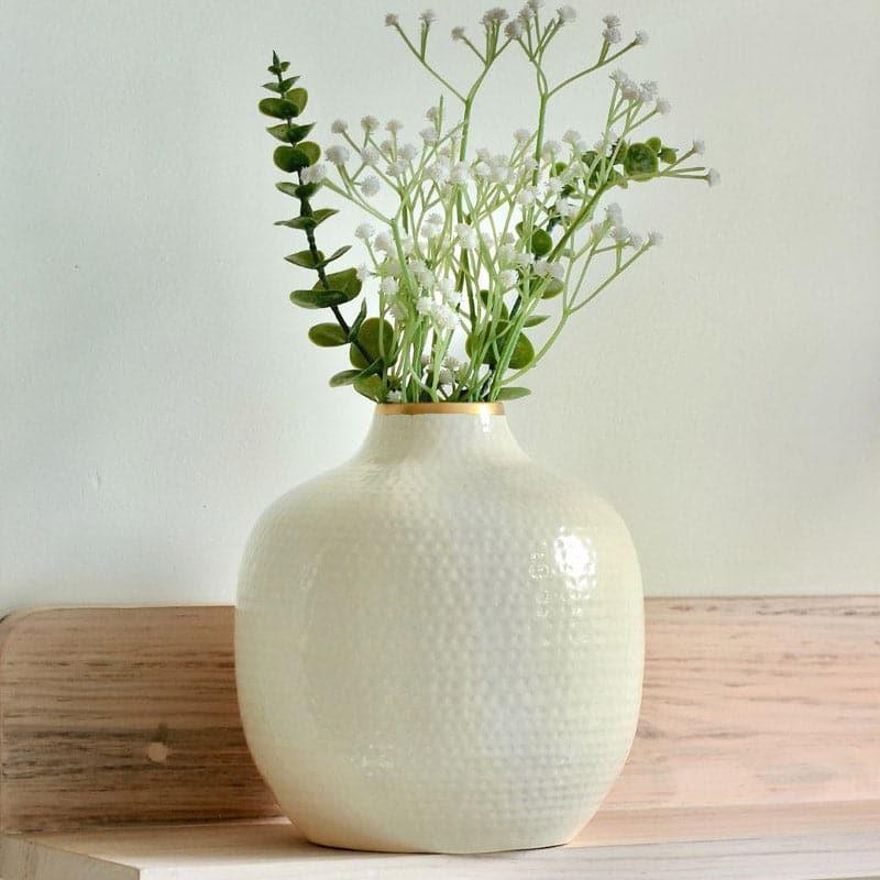 Buy Francine Metal Vase - White Vase from Vaaree