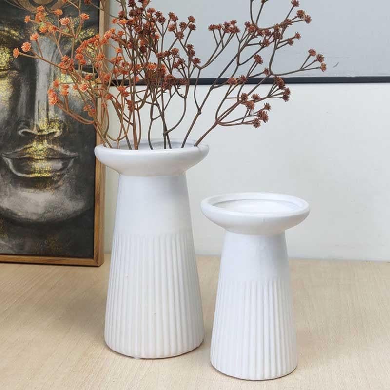 Vase - Funky Form Vase - White - Set Of Two