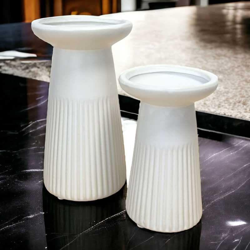 Vase - Funky Form Vase - White - Set Of Two