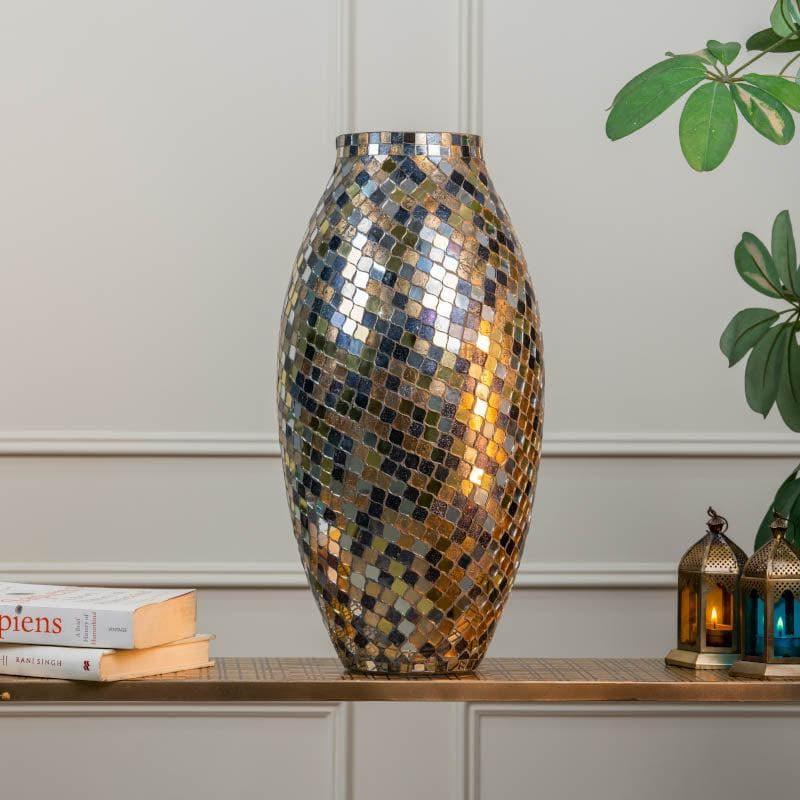 Buy Vase - Garnet Mosaic Oval Vase - Silver at Vaaree online