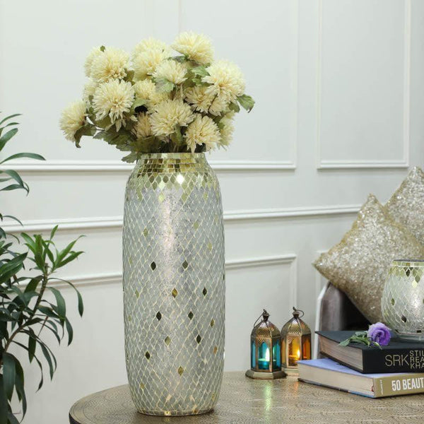 Buy Vase - Garnet Mosaic Tall Vase - Gold at Vaaree online