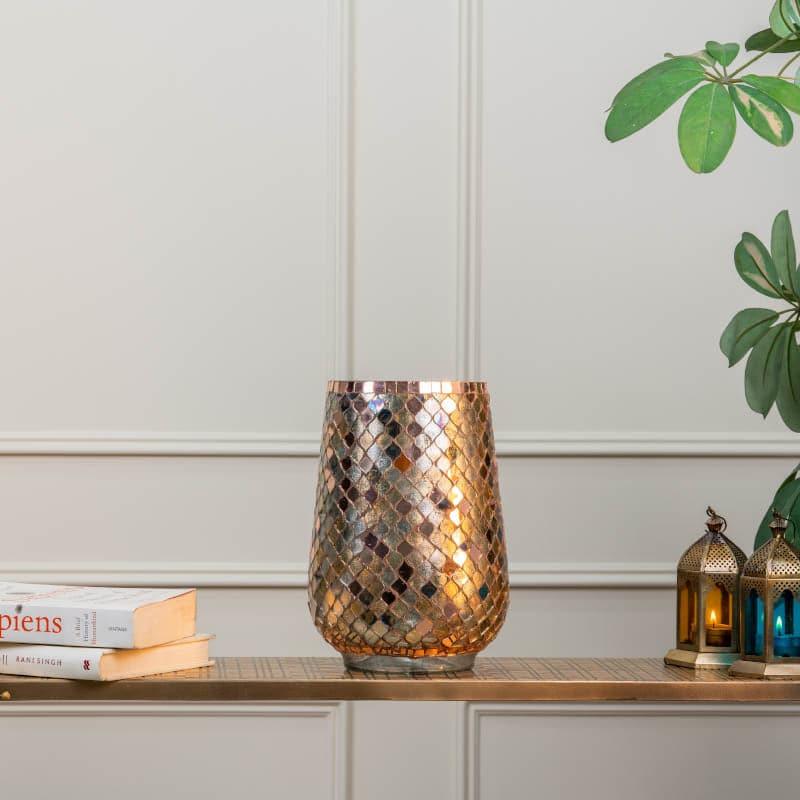 Buy Vase - Garnet Mosaic Tumbler Vase - Rosegold at Vaaree online