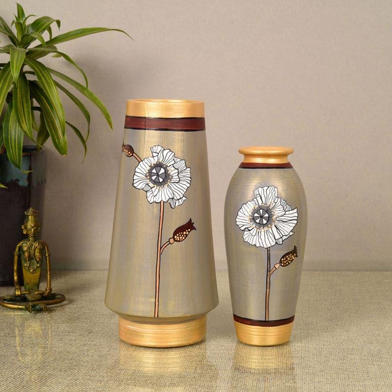 Buy Golden Glam Terracotta Vase - Set Of Two Vase from Vaaree