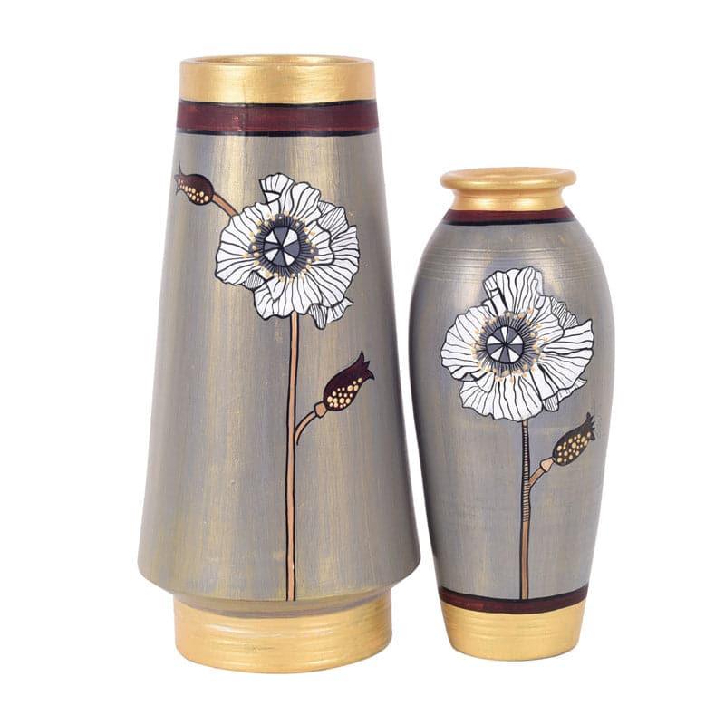 Buy Golden Glam Terracotta Vase - Set Of Two Vase from Vaaree