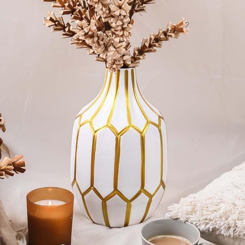 Buy Golden Grid Vase Vase from Vaaree