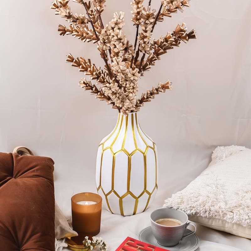 Buy Golden Grid Vase Vase from Vaaree