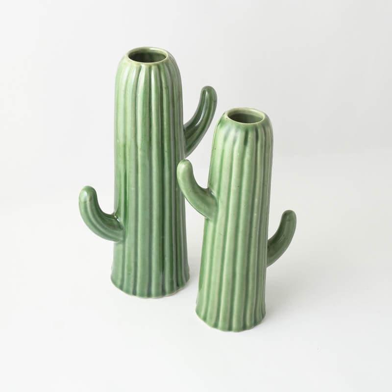 Buy Green Cactus Vase - Set Of Two Vase from Vaaree