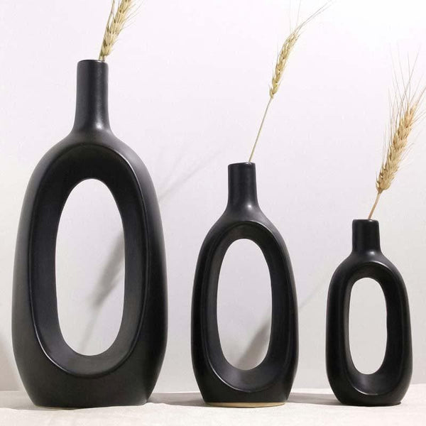 Buy Vase - Gunnen Vases (Black) - Set of Three at Vaaree online
