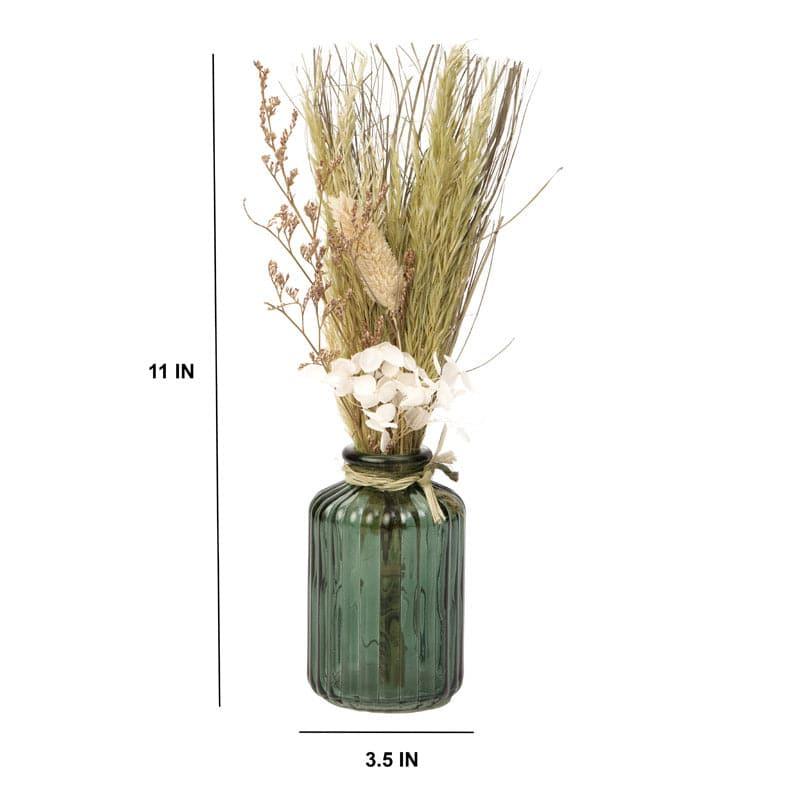 Buy Ivania Vase With Dry Flowers - Green Vase from Vaaree