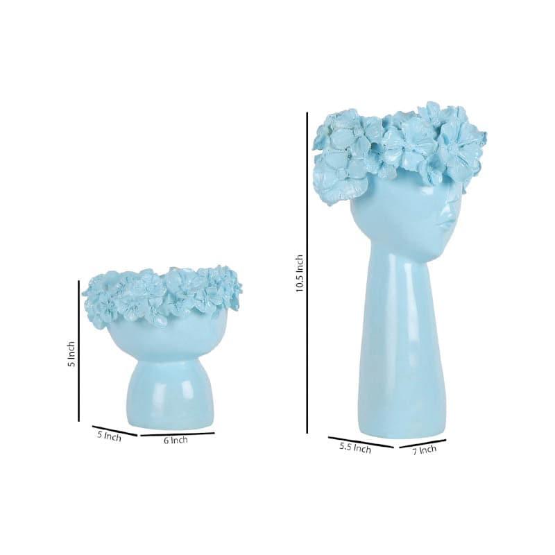 Vase - Jimena Pout Face Vase (Blue) - Set Of Two