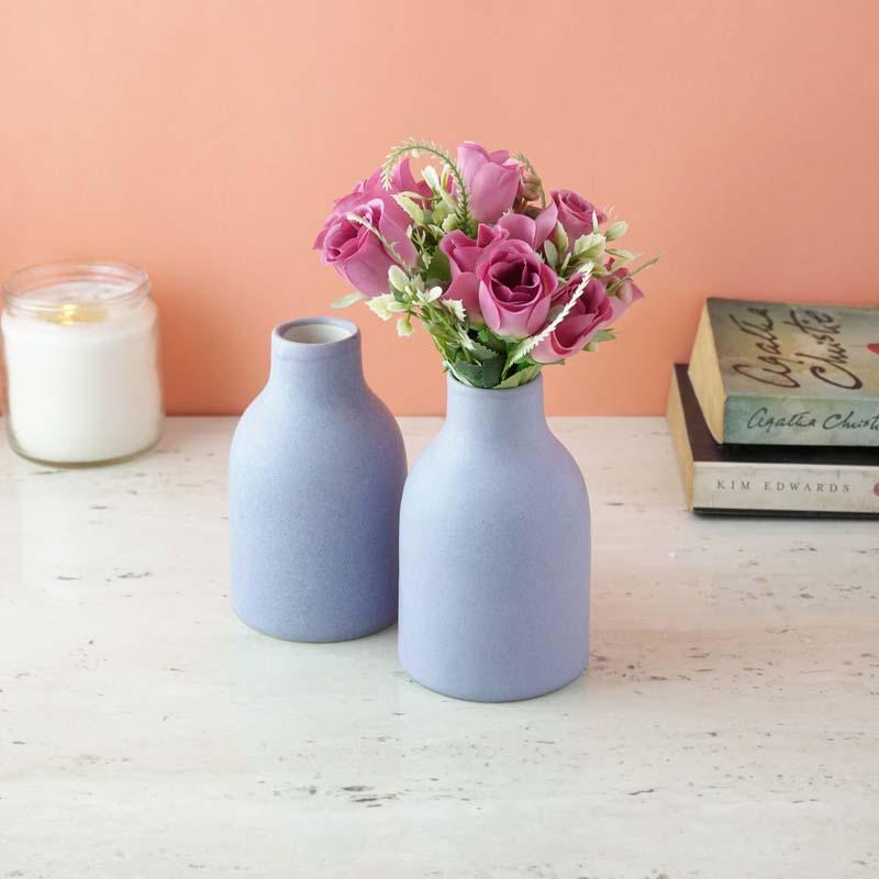 Buy Lavender Love Ceramic Vase - Set Of Two Vase from Vaaree