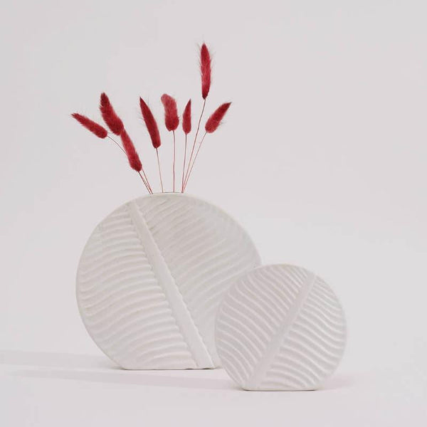 Vase - Leafy Love Vase (White)- Set Of Two