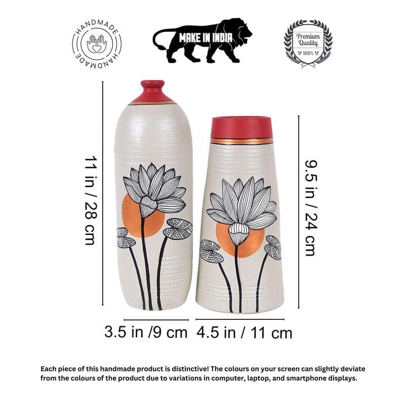 Buy Lotus Cove Terracotta Vase - Set Of Two Vase from Vaaree