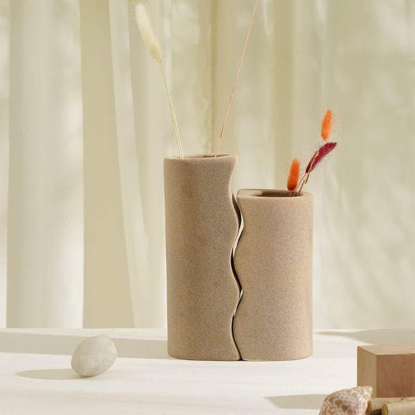 Vase - Lovebud Couple Vase (Biege) - Set Of Two
