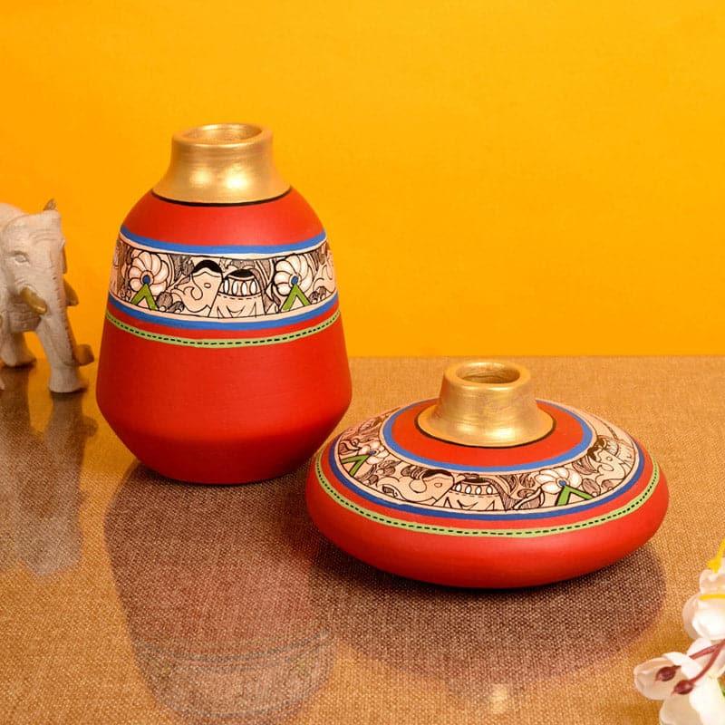 Buy Lumamba Tribal Terracotta Vase - Set Of Two Vase from Vaaree