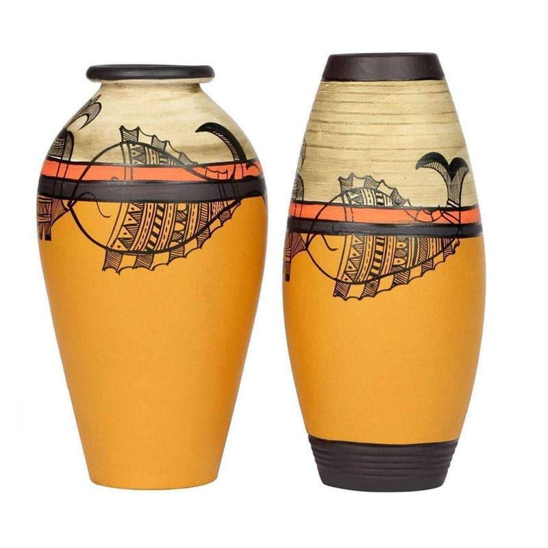 Buy Mazhcli Muse Tribal Terracotta Vase - Set Of Two Vase from Vaaree