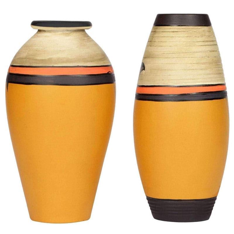Buy Vase - Mazhcli Muse Tribal Terracotta Vase - Set Of Two at Vaaree online