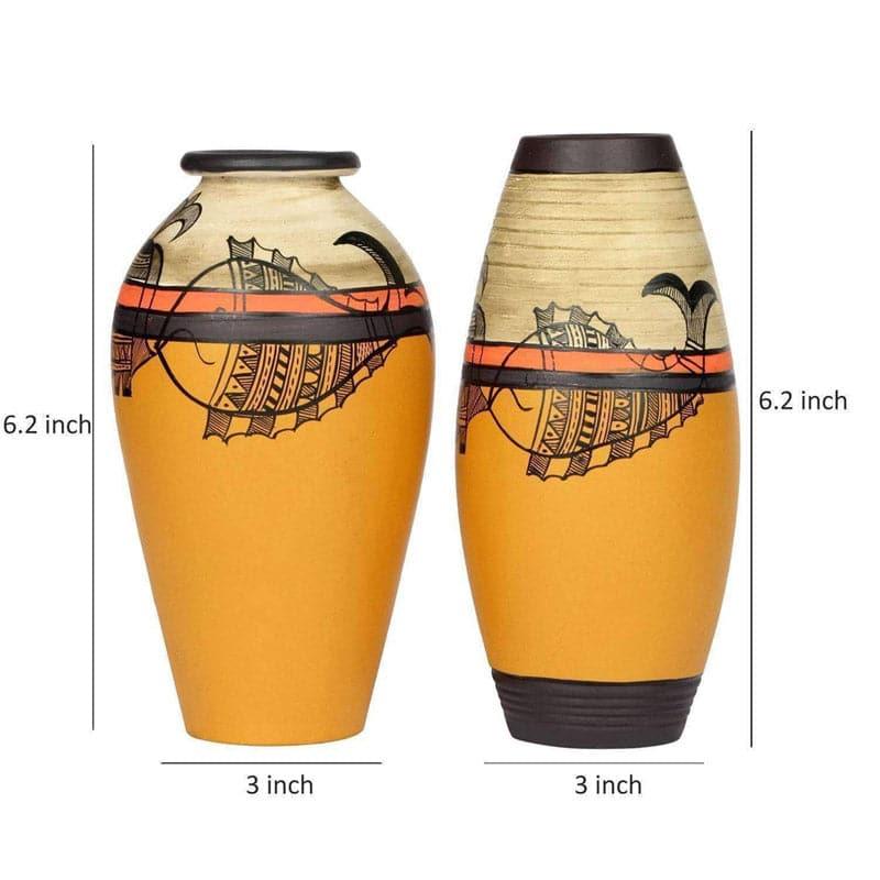Buy Vase - Mazhcli Muse Tribal Terracotta Vase - Set Of Two at Vaaree online