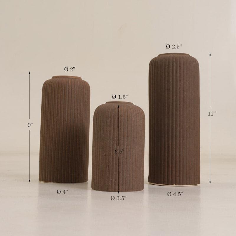 Buy Miso Ribbed Vase (Brown)- Set Of Three Vase from Vaaree