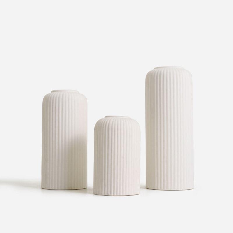 Vase - Miso Ribbed Vase (White)- Set Of Three