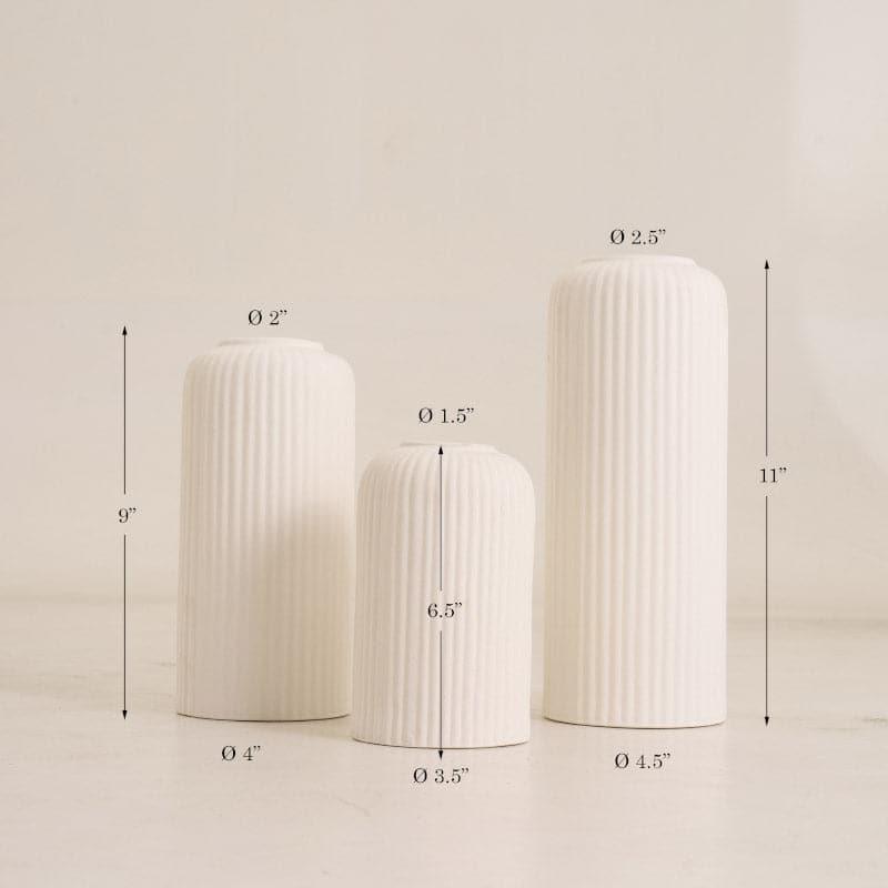 Vase - Miso Ribbed Vase (White)- Set Of Three