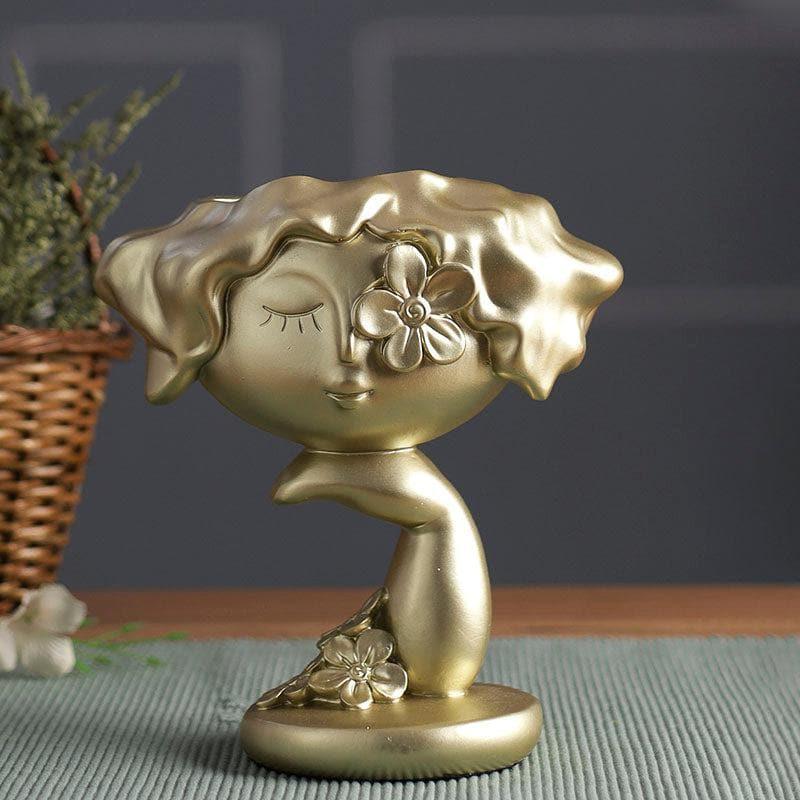 Buy Vase - Mujer Figurine Golden Vase at Vaaree online