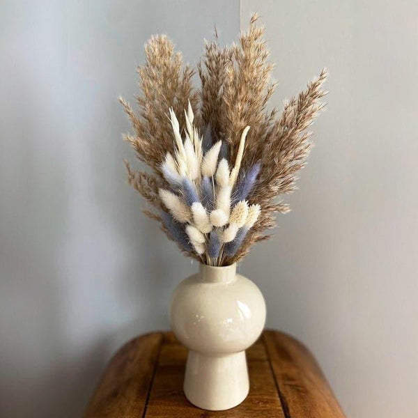 Vase - Mushroom Vase With Naturally Dried Flower Bunch