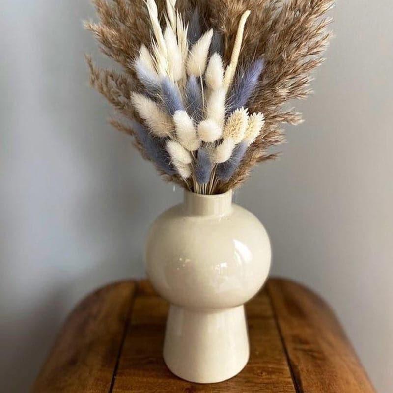 Vase - Mushroom Vase With Naturally Dried Flower Bunch