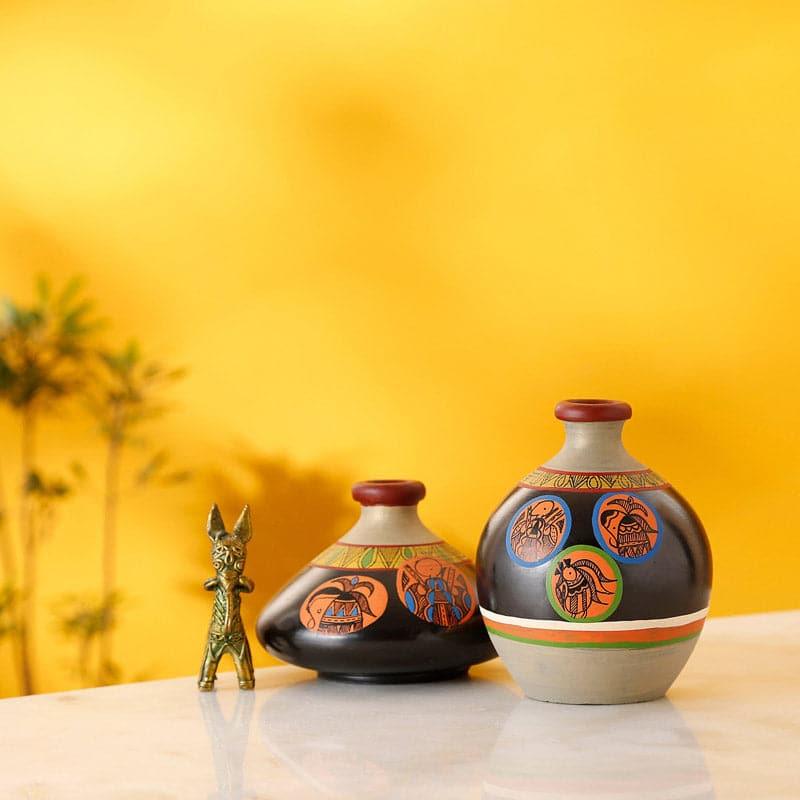 Buy Nuria Tribal Terracotta Vase - Set Of Two Vase from Vaaree