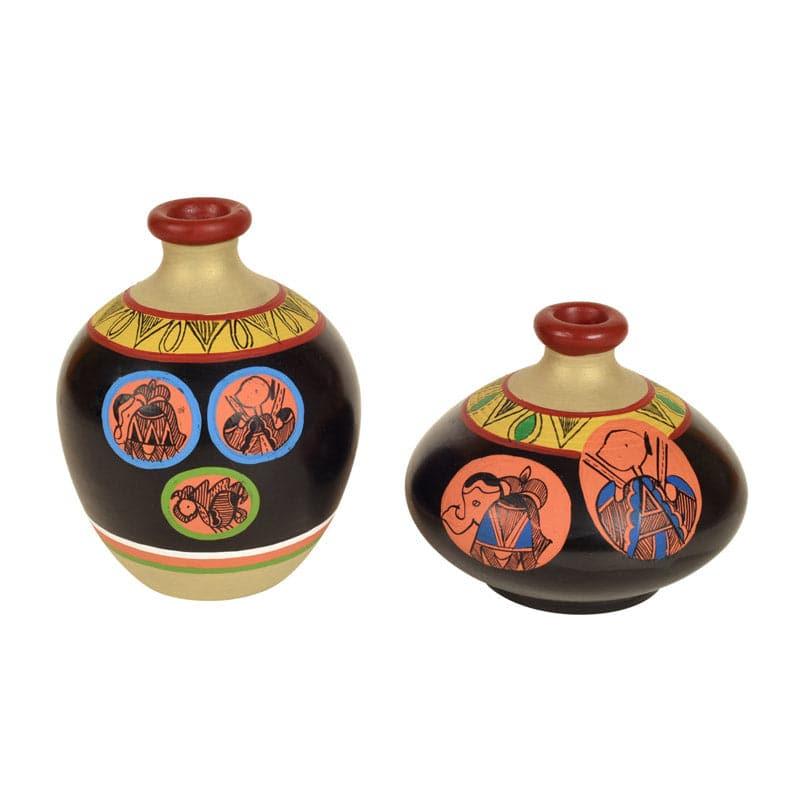 Buy Nuria Tribal Terracotta Vase - Set Of Two Vase from Vaaree