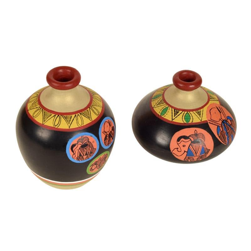 Buy Nuria Tribal Terracotta Vase - Set Of Two Vase from Vaaree