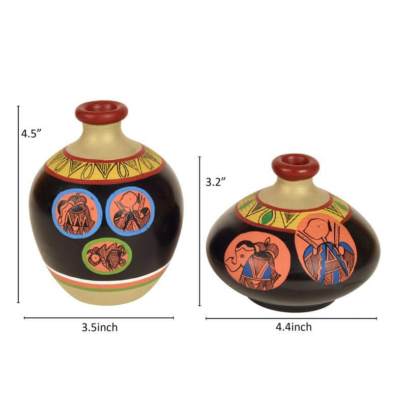 Buy Nuria Tribal Terracotta Vase - Set Of Two Vase from Vaaree