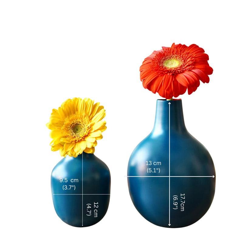 Buy Ourania Metal Vase (Blue) - Set Of Two Vase from Vaaree