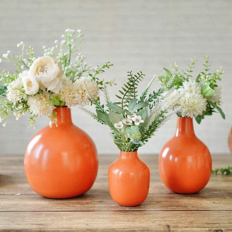 Vase - Ourania Metal Vase (Orange) - Set Of Three