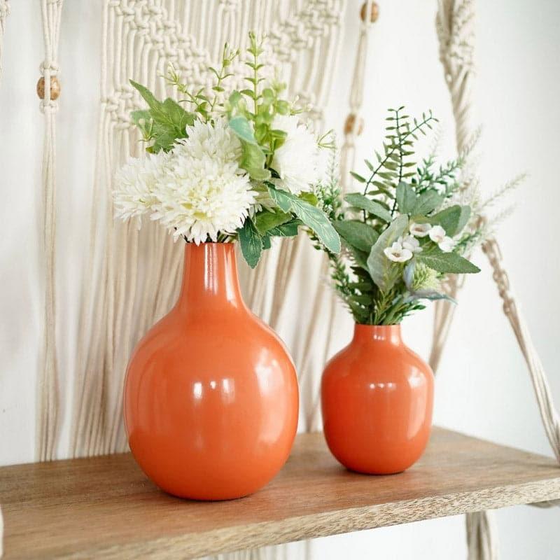 Vase - Ourania Metal Vase (Orange) - Set Of Two