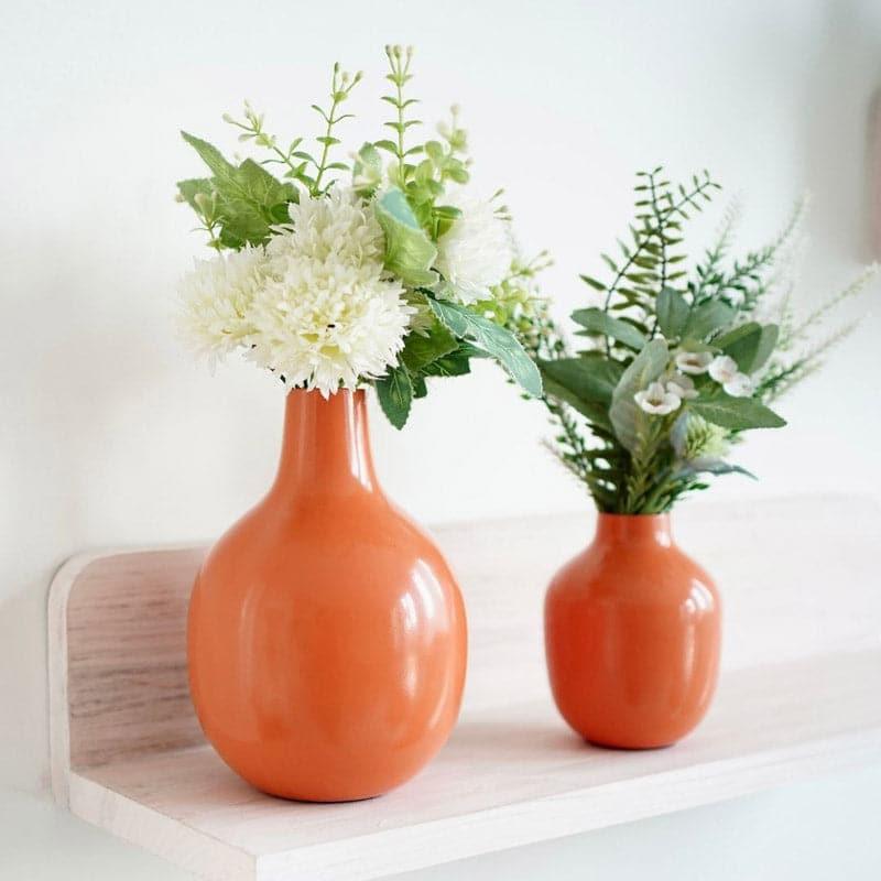 Vase - Ourania Metal Vase (Orange) - Set Of Two