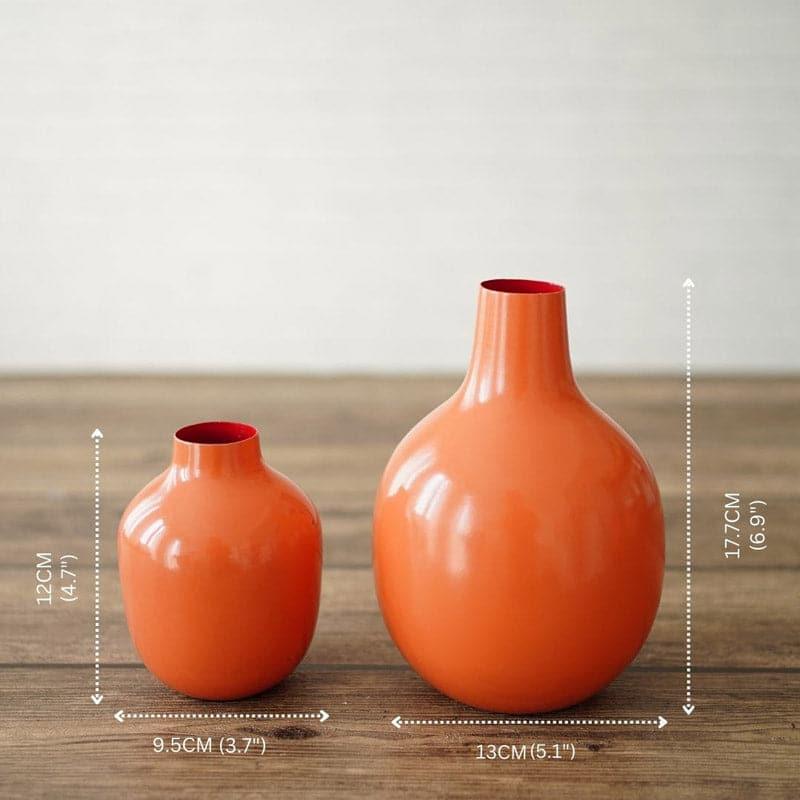 Vase - Ourania Metal Vase (Orange) - Set Of Two