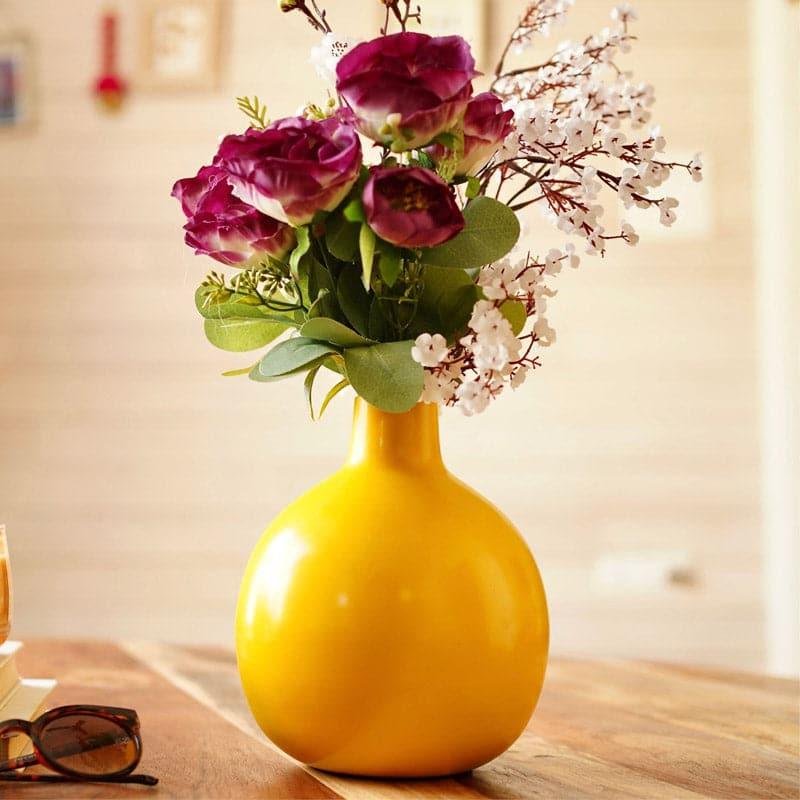 Buy Ourania Metal Vase - Yellow Vase from Vaaree