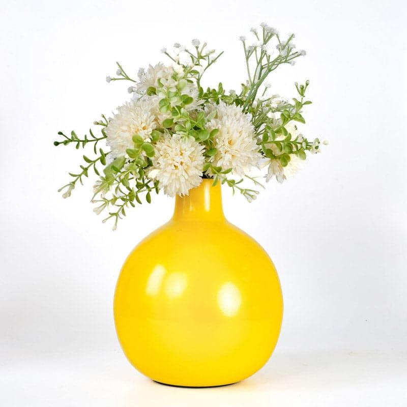 Buy Ourania Metal Vase - Yellow Vase from Vaaree