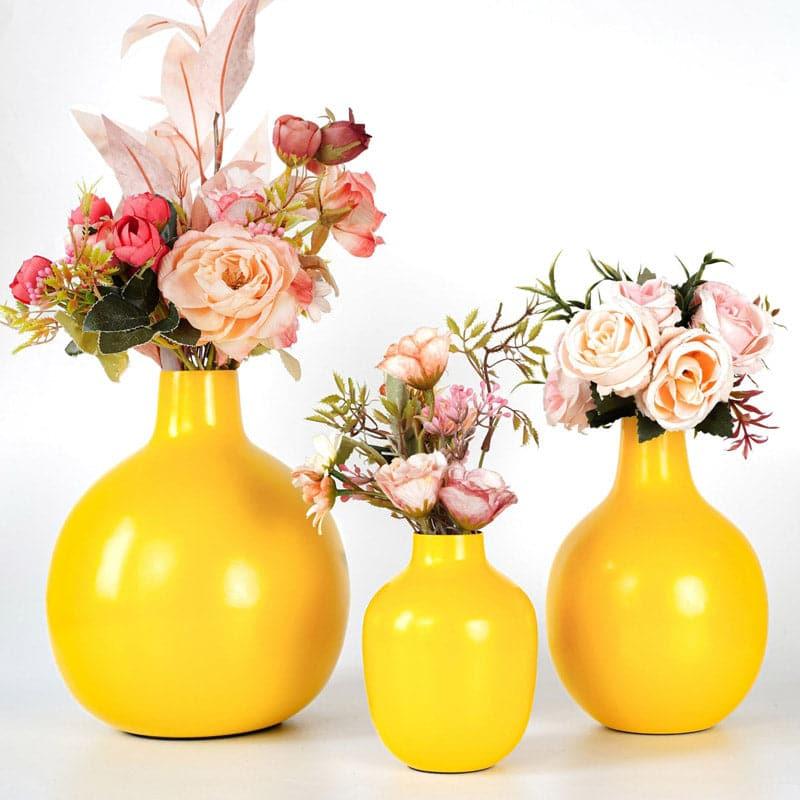 Buy Ourania Metal Vase (Yellow) - Set Of Three Vase from Vaaree