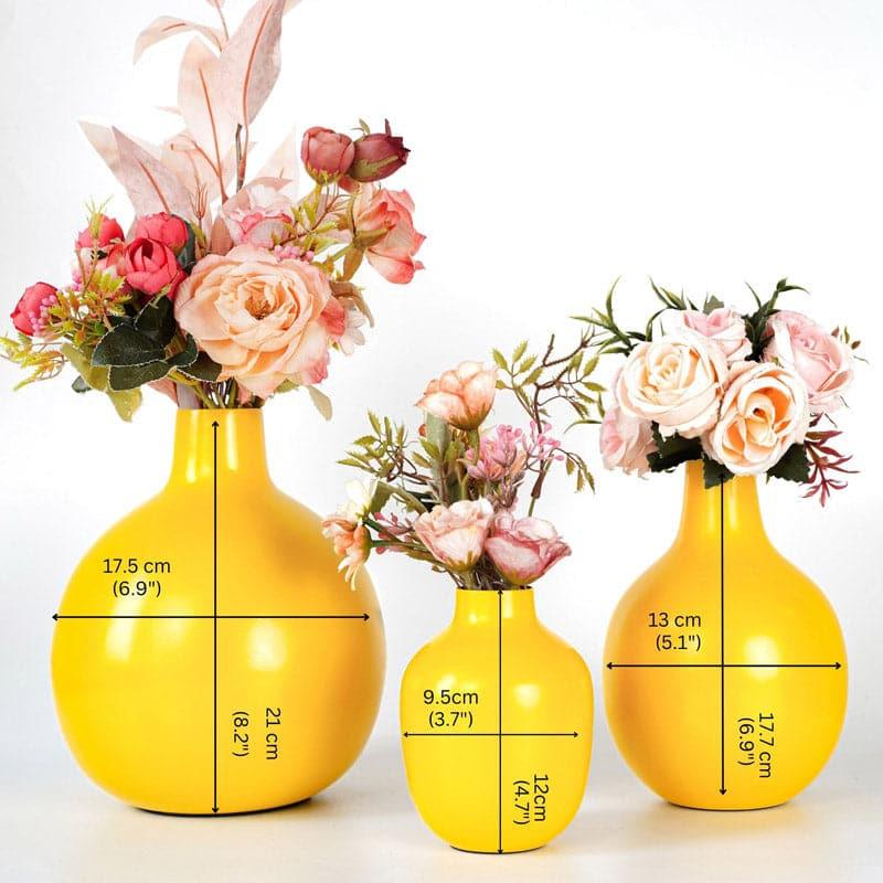 Buy Ourania Metal Vase (Yellow) - Set Of Three Vase from Vaaree