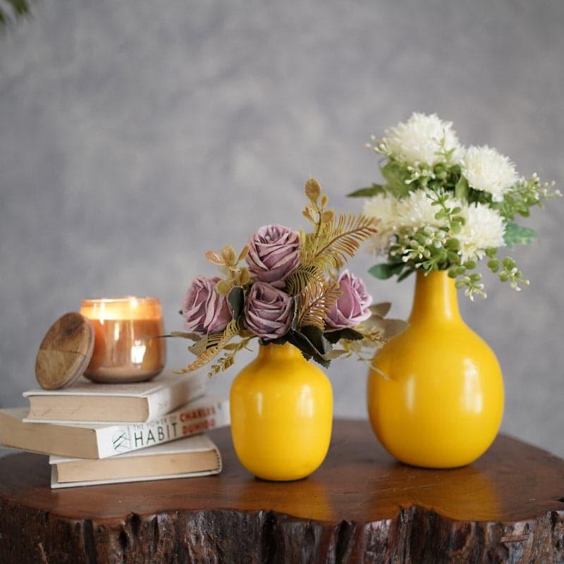 Buy Ourania Metal Vase (Yellow) - Set Of Two Vase from Vaaree