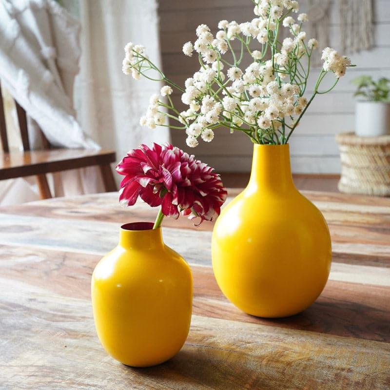 Buy Ourania Metal Vase (Yellow) - Set Of Two Vase from Vaaree